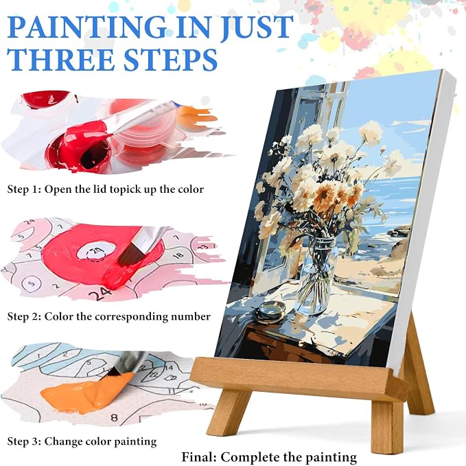 PRASIO Paint by Numbers Kit for Adults Beginner, Flower Adult Paint by Number Kits on Canvas, DIY Acrylic Watercolor Oil Paint by Number for Adults for Home Decor Gift 16x20 Inch