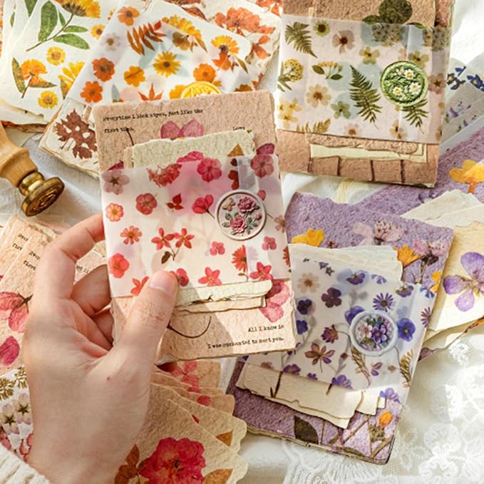 120 Sheets Vintage Floral Scrapbook Papers Journaling Scrapbooking Supplies Kit Textured Paper Junk Journal Supplies for Planner, Bullet Journal Collage Card Embellishment Retro Crafts