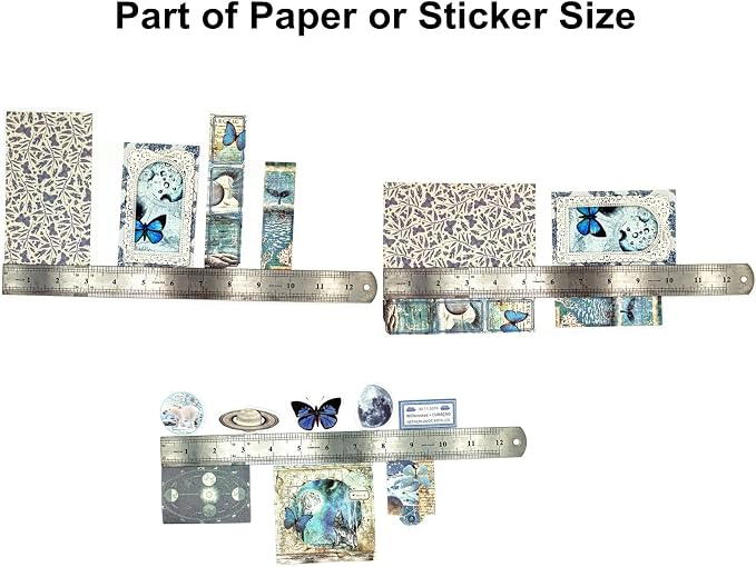 Esweny 200PCS Vintage Scrapbooking Supplies Pack, Aesthetic Scrapbook Sticker Paper Art Journaling Kit for Junk Journals,Planner,Cottagecore Decor Gifts (Blue Series)
