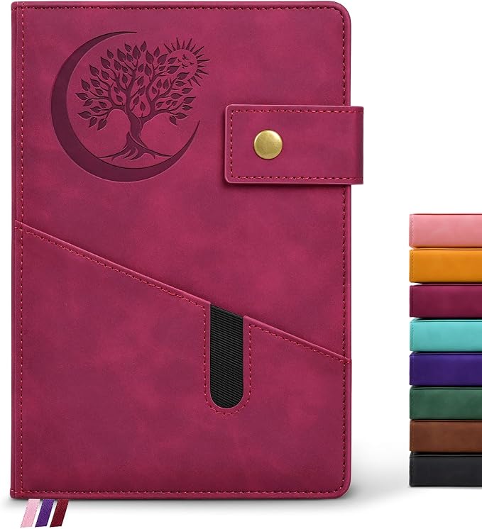 PAIBAS Blank Journal Notebook, A5 Hardcover Leather Sketchbook with 200 Pages Thick Blank Paper for Men Women, Unlined Drawing & Writing Journal, 5.9" x 8.4" Plain Notebook (wine red)