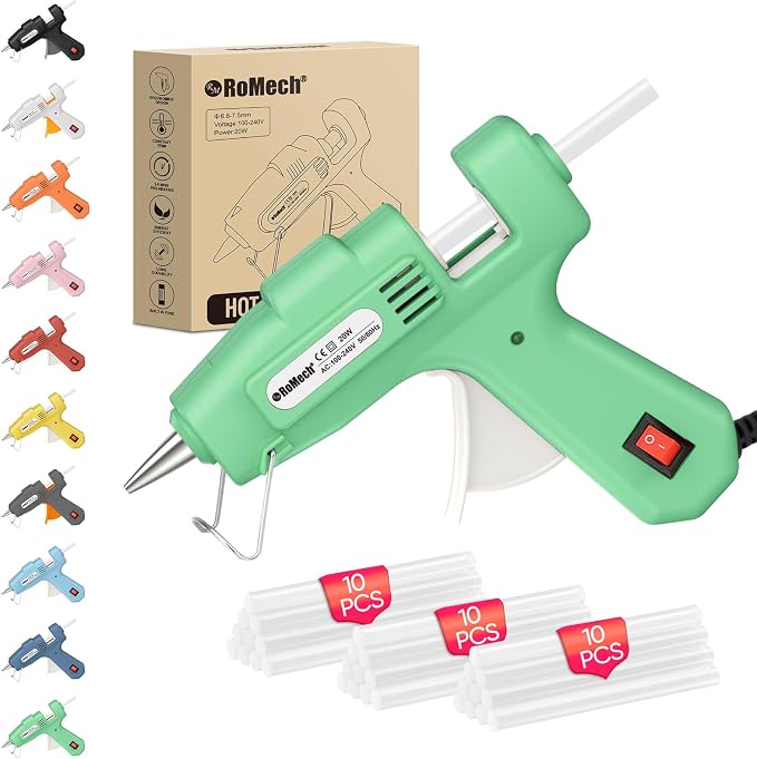 ROMECH 20W Mini Hot Glue Gun Kit, 30 Glue Sticks Set for DIY Crafts, Repair
