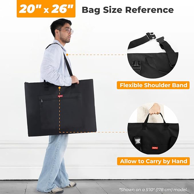 Nicpro Light Weight Art Portfolio Bag, 20x26” Waterproof Art Portfolio Case