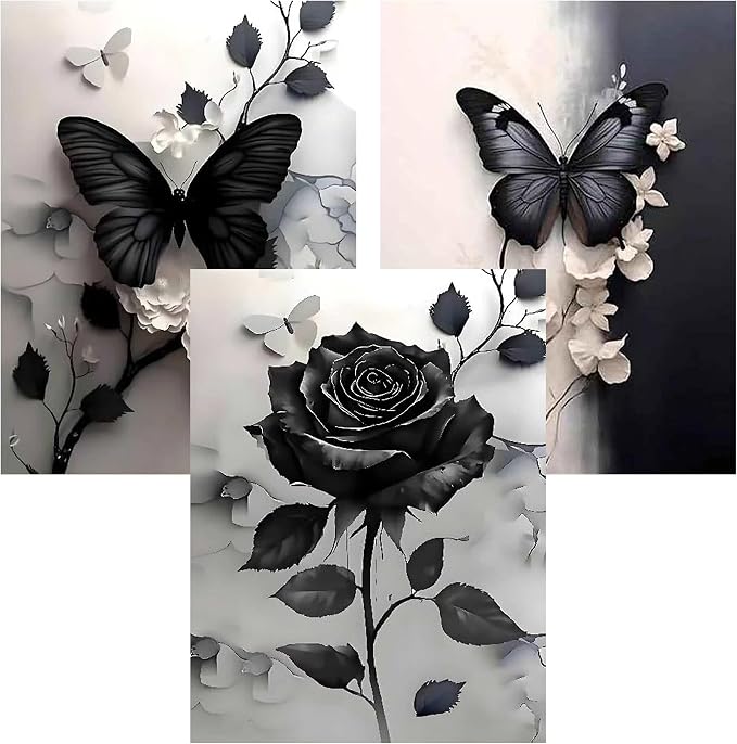 Axquilon 3 Packs Butterfly Paint by Numbers Kit for Adults 12x16in