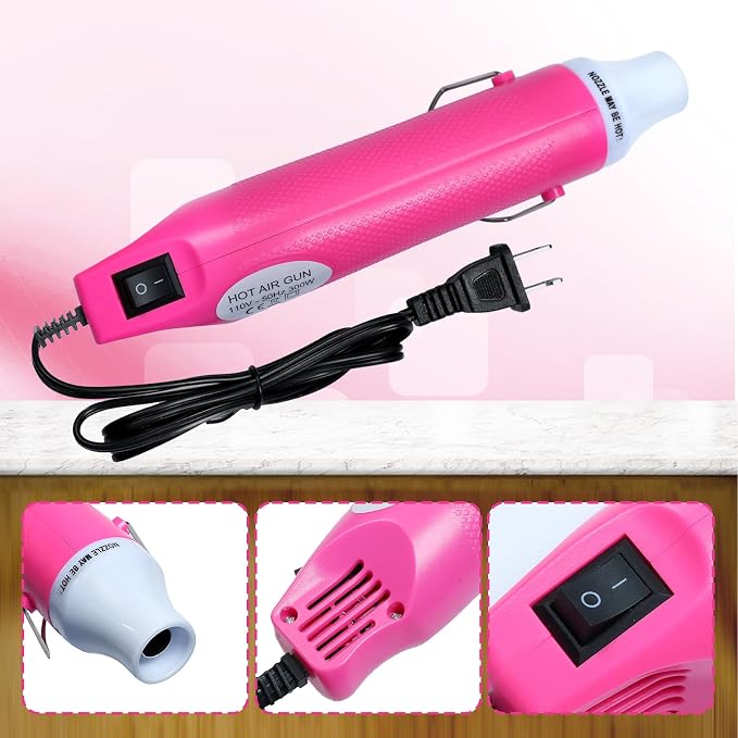 Heat Gun For Crafting, Mini Hot Air Gun For DIY Crafts,Heating Gun,Portable Heat-Gun Tool For Embossing Shrink Wrapping Drying Paint (Pink)
