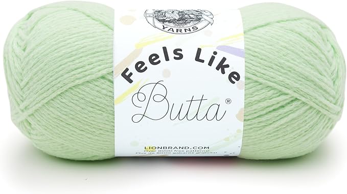 Lion Brand Yarn Feels Like Butta Soft Yarn for Crocheting and Knitting, Velvety, 1-Pack, Mint | Buttery Soft Machine Washable Worsted Weight Knit Fiber for Cuddly Baby Blankets, Warm Sweaters, Smooth Amigurumis