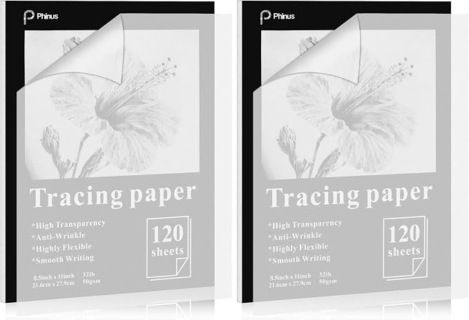 120 Sheets Tracing Paper for Drawing, 8.5”x 11” Trace Paper, Translucent Vellum Paper Tracing Paper Pad, Tracing Pad for Sketching, Preliminary Drawing, Overlaying Images Tracing (Pack of 2)