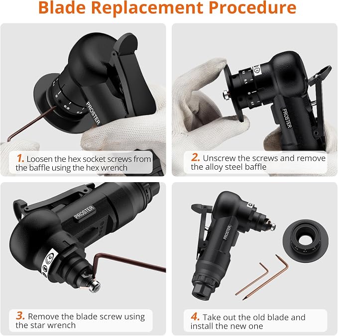 Proster Pneumatic Chamfer Air Deburring Tool 30000 RPM 22Pcs Dual-Blade
