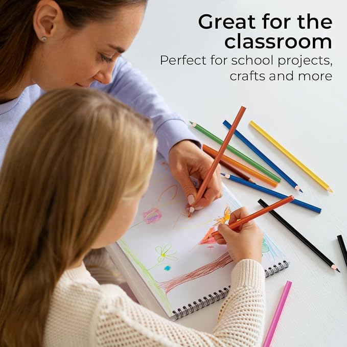 Rosmonde Colored Pencils Bulk 25 Pack | 300 Pencils, 12 Bright Colors | Assorted Pre Sharpened Colors Set, Easy Grip, Ready to Use Pencils for Teachers, Classroom, Art Stations & Coloring Projects