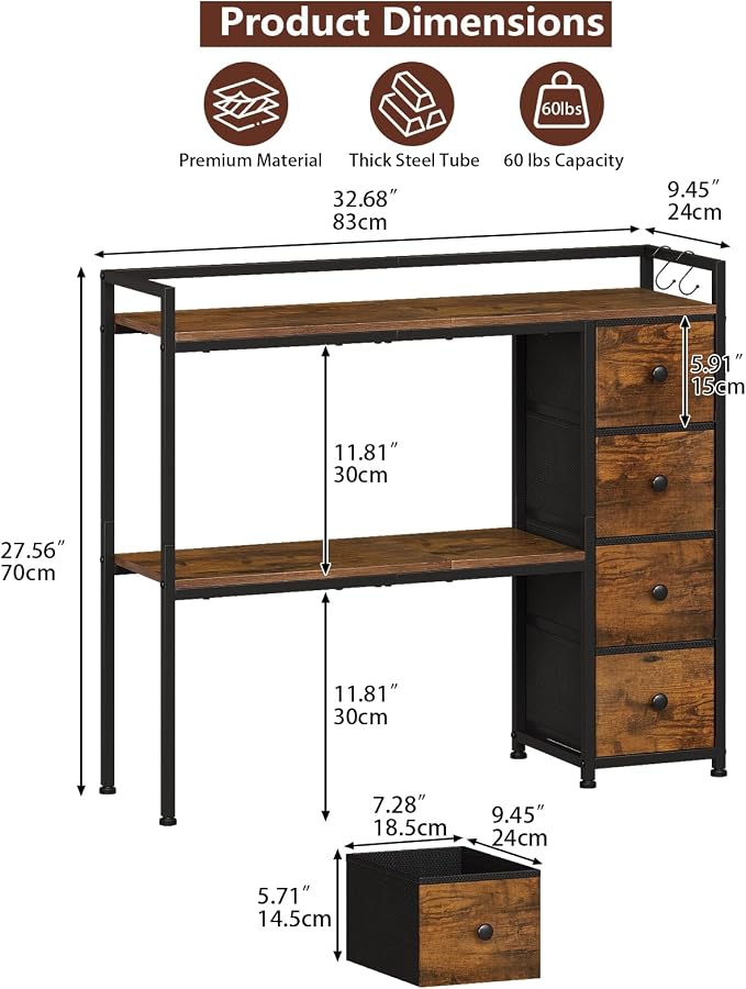 VENNQD Desktop Shelf Stand Compatible with Cricut Maker and Cricut Explore Air Series Stand Legs, Craft Desk Accessories and Space Organizer (Rustic Brown)
