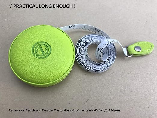 Sewing Tape Measure, Medical Body Cloth Tailor Craft Dieting Measuring Tape, 79 Inch/2 M Dual Sided Retractable Ruler with Push Button Round(1 Pack, Green)