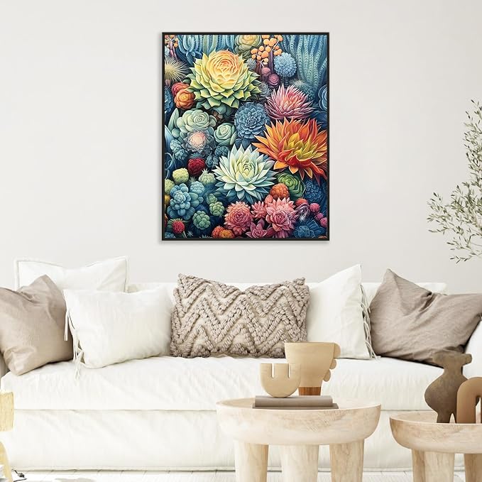 Paint by Numbers Kit for Adults, Succulent Number Painting Canvas Kit | DIY Acrylic Painting Set for Beginners, Stress Relief Relaxing Craft, Home Wall Decor, Holiday Gift for Adults, 16x20 Inch
