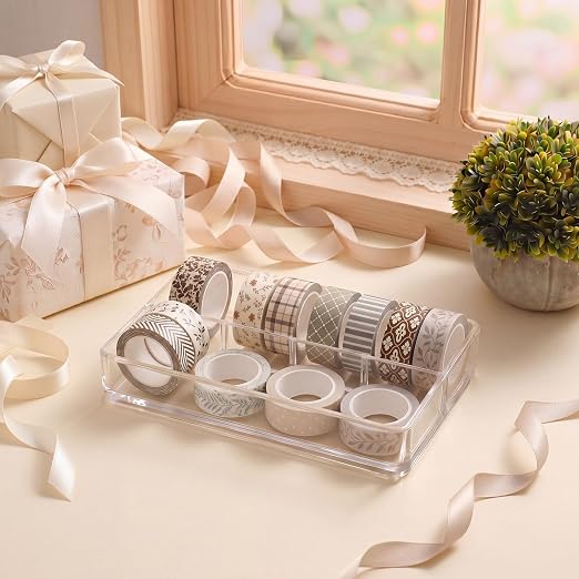 Gueevin 24 Rolls Floral Washi Tapes Set Scrapbook Supplies, Neutral | 15 mm Watercolor Flower Washi Tapes, Back to School DIY Craft Arts, Junk Journaling Planner Gift Wrapping Supplies