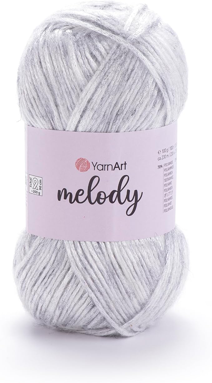YarnArt Melody Variegated Chainette – Metallic Sheen Fiber for Knitting, Crochet & Embroidery, 100g (3.5 oz) Skein, 230m (251 yd), Premium Blend of 70% Polyamide 21% Acrylic 9% Wool (881)