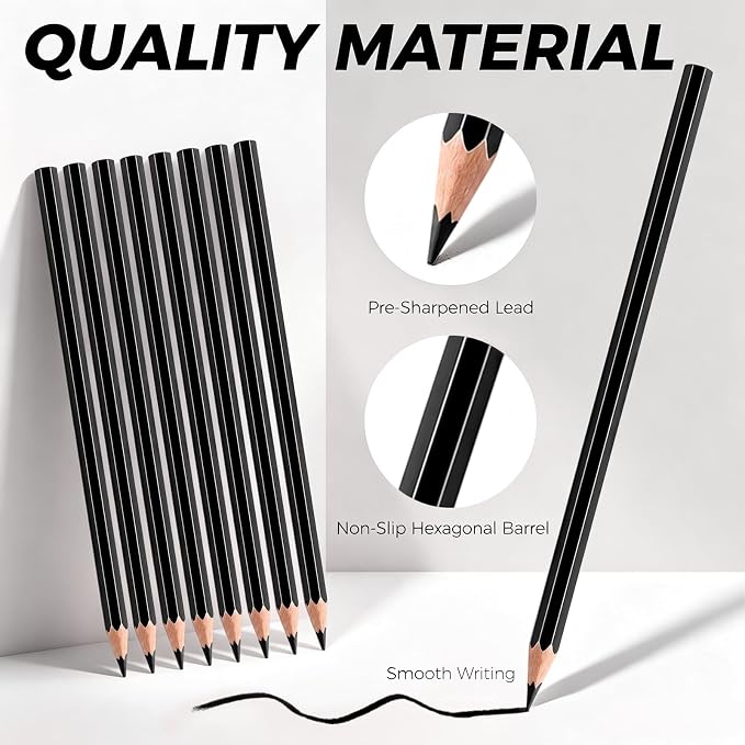30 PCS Black Colored Pencils, Pre-sharpened Professional Wooden Art Pencils Set for Artists Painting | Premium Drawing Sketching Supplies