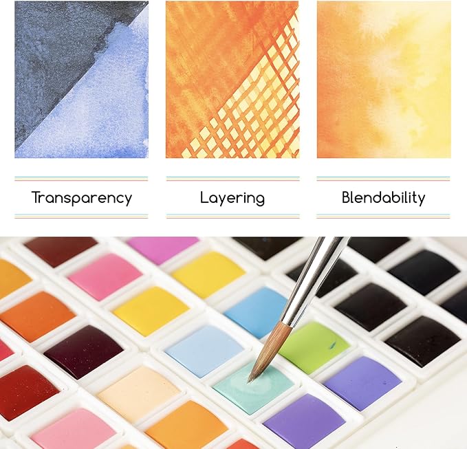 MEEDEN Watercolor Paint Set: 96 Colors Watercolor Paints Palette for Adults | Watercolor Paint Kit with Brush & Palette - Customizable Color Blocks - Bright Watercolors Travel Set for Amateur Artists