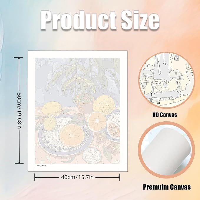 5DDIYART Paint by Numbers for Adults Beginner,Citrus Lemon Fruit Paint by Number Kits on Canvas Without Framed,Paint by Easy Acrylic Painting Home Wall Decor 16x20inch