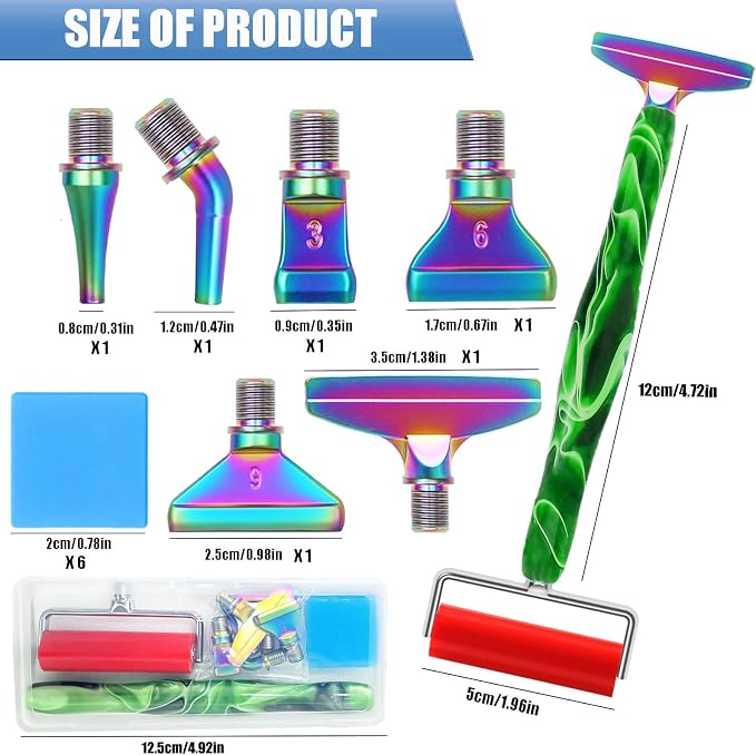 Diamond Art Pens Tools Diamond Painting Accessories Kits with Screw Metal Tip Roller Diamond Painting Pen Drill Bead Dot Pens for Art Craft Nail (Green Pen Color 6)