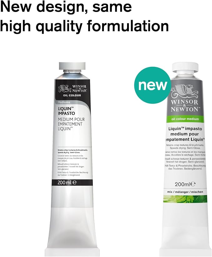 Winsor & Newton Liquin Impasto Medium, 200ml (6-oz) tube | Paste-Like, Semi-Gloss Liquin, Halves Drying Time of Oil Color, Crisp Texture, Adds Viscosity, Yellowing-Resitant