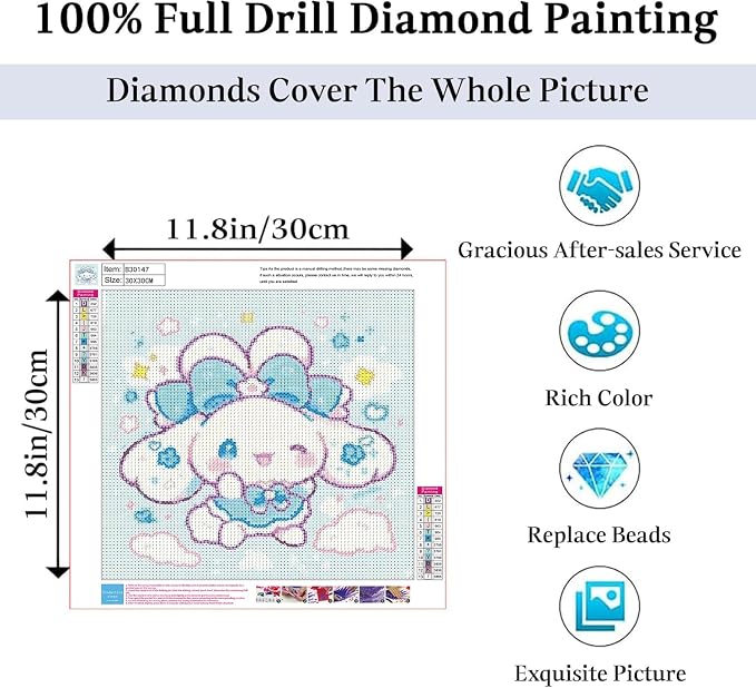 JAKI Diamond Art Painting Kits for Adults,Cartoon Diamond Art 12x12inch