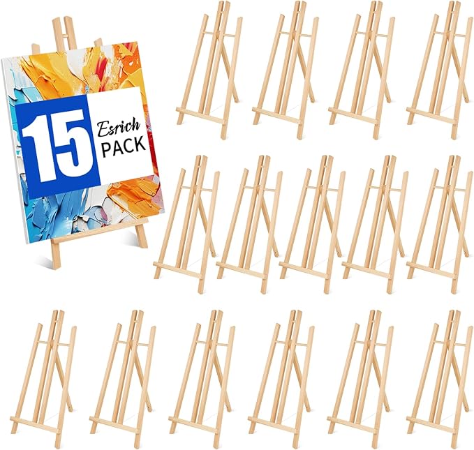 ESRICH 15PCS 17 Inch Tabletop Easels, Easel Stand for Painting | Tripod, Painting Party Easel, Kids Student Desktop Easel for Painting, Paint Easel for Canvas Paint