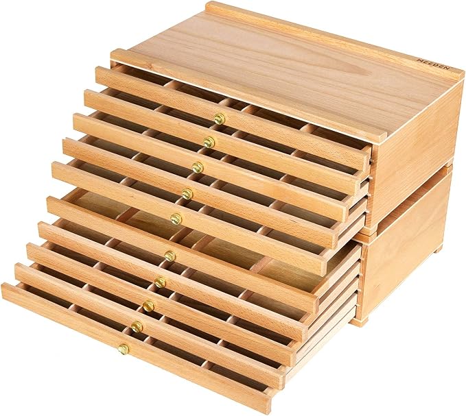 MEEDEN 10-Drawer Artist Supply Storage Box: Multi-Function Art Wooden Box