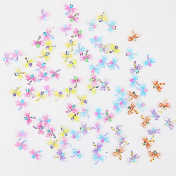 90Pcs Mini Resin Dragonflies Figurine, Tiny Dragonfly Garden Decor for DIY Crafft Fairy Garden Dollhouse Micro Landscaping Decoration