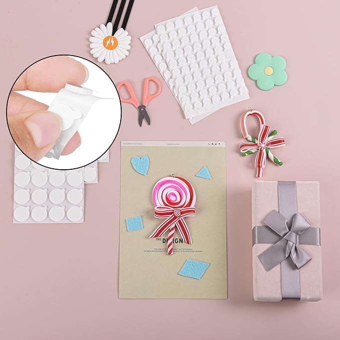 ACFELLE 8 Sheets Foam Dots 3D Round Adhesive, 2 Size Pop Dots Sticky Double Sided Tape for DIY Craft Making Scrapbooking with Hand Tear Position 360Pcs (0.4 & 0.8inch)