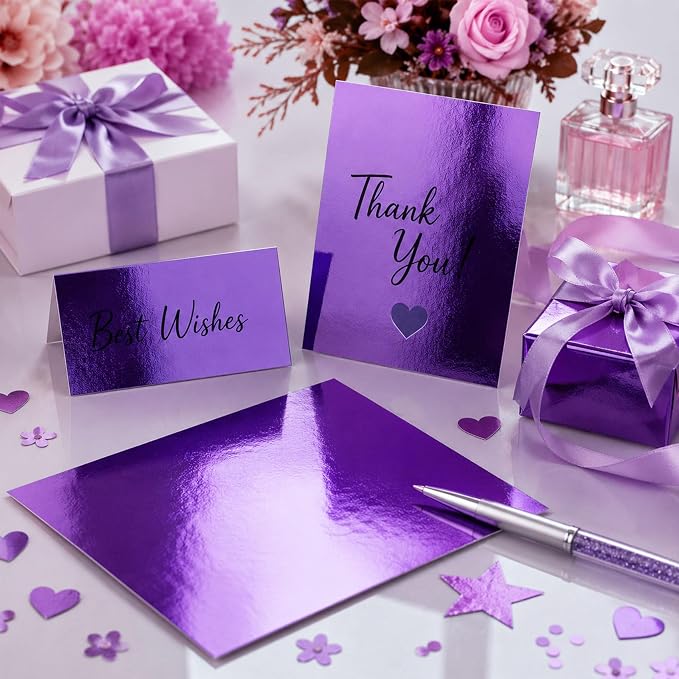 25 Sheets Metallic Purple Mirror Cardstock Paper 8.5 x 11 Shimmer Sheets 250gsm/92lb Heavyweight Scrapbook Paper for Certificates, Invitations, Greeting Cards, Crafts, Graduations