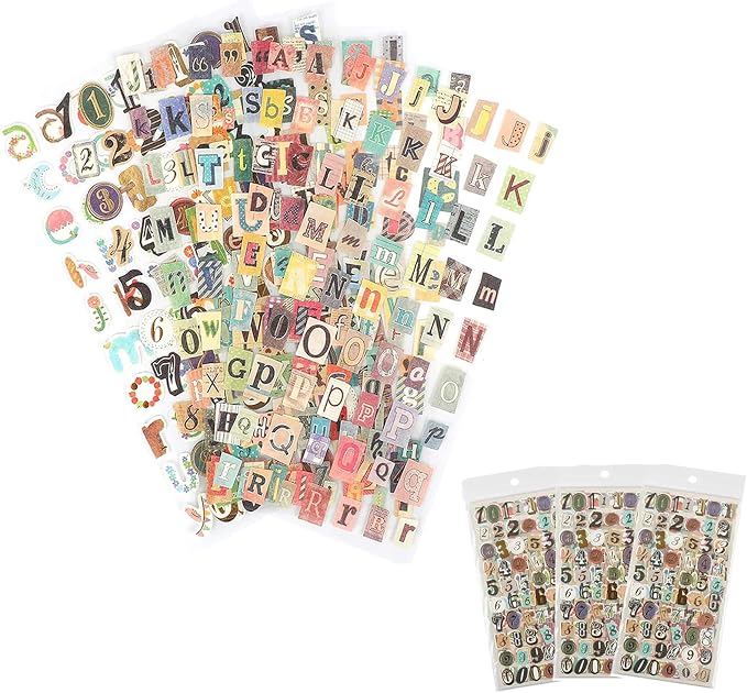 1041PCS Vintage Stickers, 18 Sheet Scrapbook Stickers Graffiti, Cute Vintage Letters Numbers Self Adhesive Decals Scrapbooking Supplies for Diary DIY Art Album Paper Crafts (1041PCS)