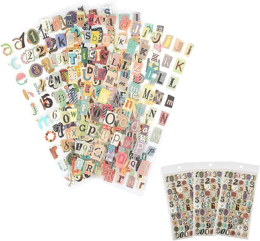 1041PCS Vintage Stickers, 18 Sheet Scrapbook Stickers Graffiti, Cute Vintage Letters Numbers Self Adhesive Decals Scrapbooking Supplies for Diary DIY Art Album Paper Crafts (1041PCS)