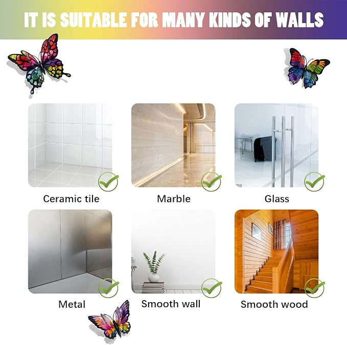 SAOROPEB 3D Butterfly Wall Decor, 24 Pcs Rainbow Butterfly Decorations