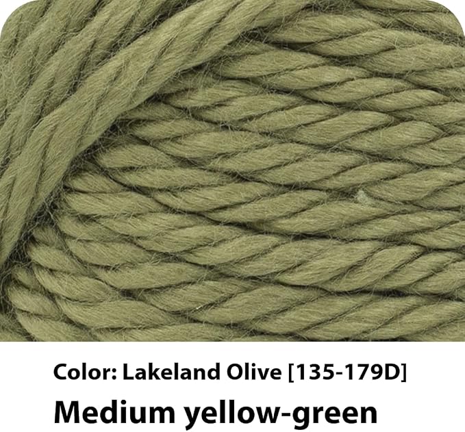 Lion Brand Yarn Hometown Yarn, Super-Bulky Yarn for Knitting, Crocheting, and Crafting, 3 Pack, Lakeland Olive | Super Bulky Acrylic Fiber for Warm Crochet Blankets, Knit Winter Hats, Chunky Cardigans, Soft Scarves, Weaving