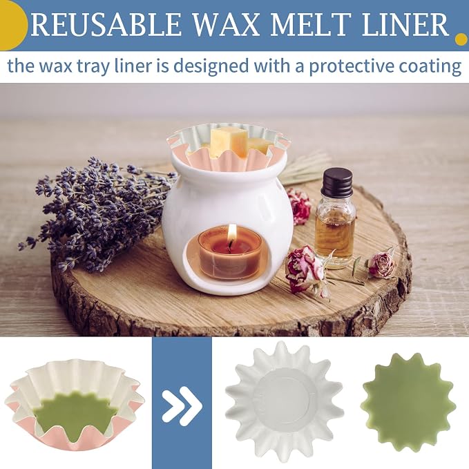 PEASUG 50 Pcs Wax Melt Liners, Wax Melt Warmer Liners, Leakproof & Reusable Wax Melt Cups for Wax Burner, Wax Melters, Candle Warmers, Scented Wax, Plug Warmers, Electric Wax Warmers, Pink