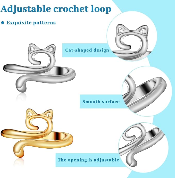 5 Pcs Crochet Ring, Adjustable Crochet Tension Rings, Yarn Ring for Finger | FOUSNOW Knitting Loop Accessories Tools, Yarn Rings for Women Mother Grandma