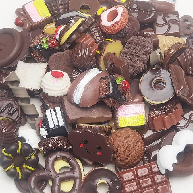 Chenkou Craft 50pcs Lots Mix Assorted Brown Craft DIY Flatbacks Resin Flat Back Buttons Scrapbooking (Brown)