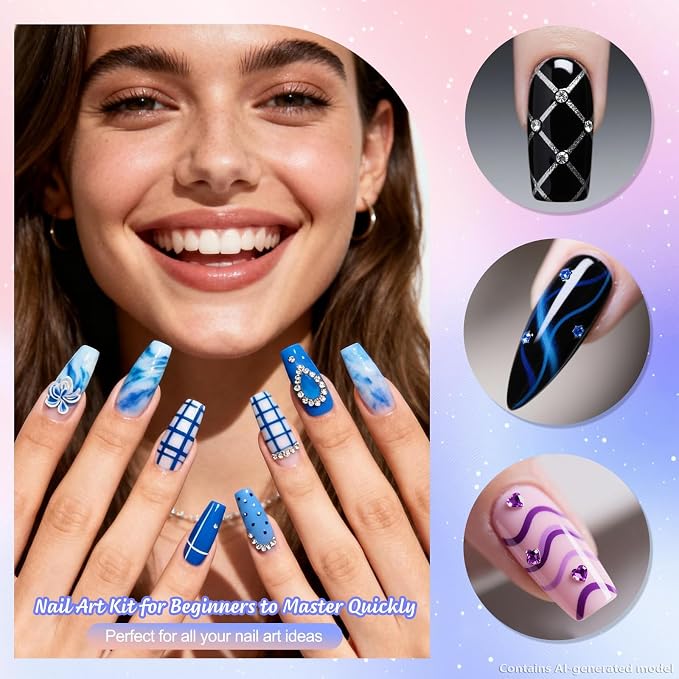 Artdone Nail Art Pens And Brushes Set With Liner Paint Dotting Tools