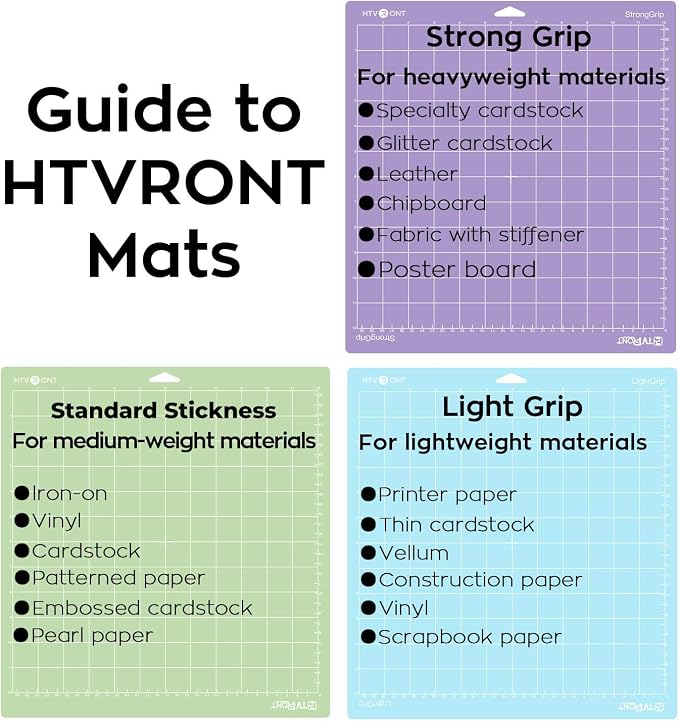 HTVRONT Standard Stickness Cutting Mat, 12x12, 3 Pack, for Quitling | Compatible with Cricut Maker 3/Maker 4/Maker/Explore 3/4/5/Air 2/One, Standard Adhesive Sticky, Quilting Cutting Mats
