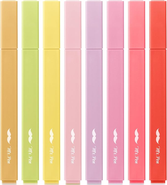 Mr. Pen- Aesthetic Highlighters No Bleed, 8 Pack, Assorted Colors | Chisel Tip, Cute Highlighters Assorted Colors for Journaling, Highlighting, Underlining, Fast Dry, Back to School Supplies