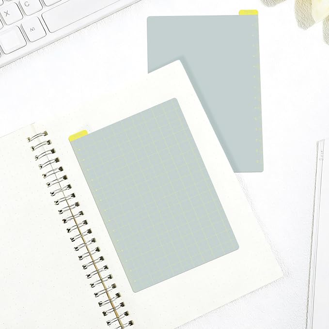 Thenshop 5 Pack A6 Gray x Yellow Pencil Board Reusable Notebook Accessory, Flexibility Layout Grids with Ruler Scale