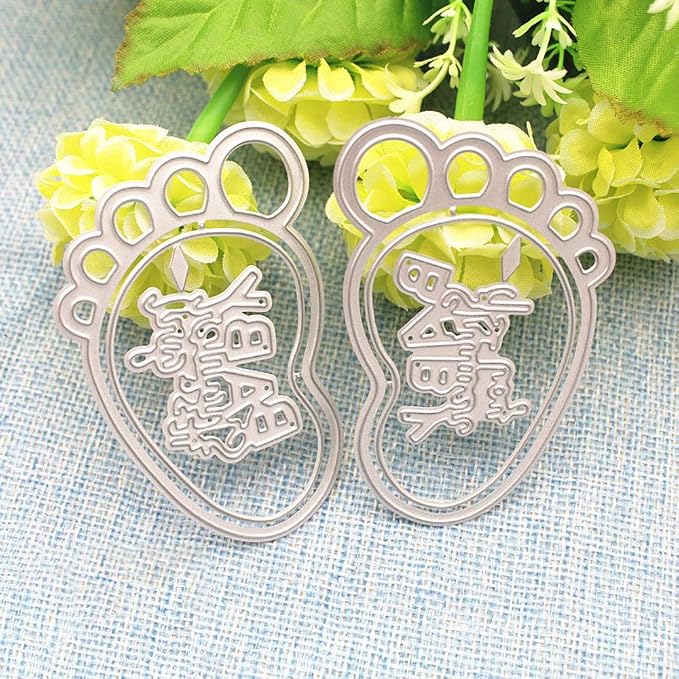 Baby Shower Cutting Die Baby Products Die Cuts for Card Making Cute Infant Foot Dies for Baby Shower Decoupage DIY Scrapbooking Photo Album Card Craft Birthday Decor Stencil Template Tool