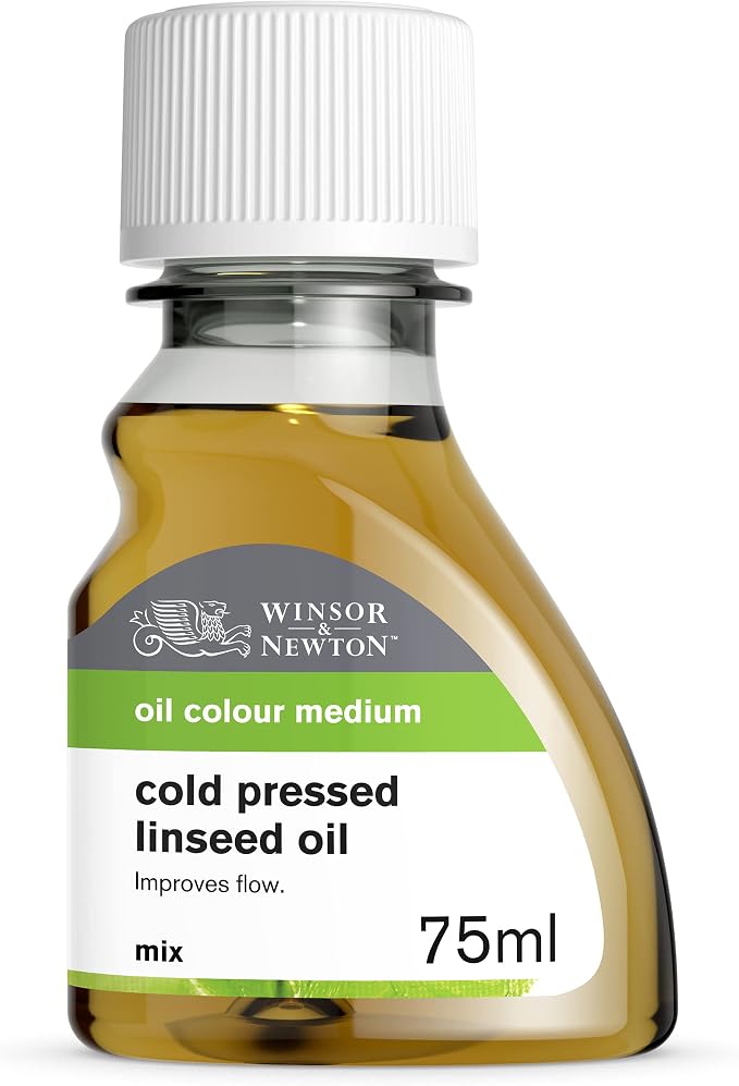 Winsor & Newton Cold Pressed Linseed Oil, 75ml (2.5oz) Bottle | Makes Oil Colour "Fatter" & Dries Slightly Quicker, Decreases Consistency, Increases Flow & Transparency
