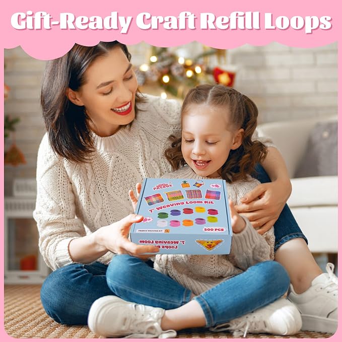 PREBOX Weaving Loom Loop Refill,7 Inch 500 Pcs in 10 Vibrant Colors, Potholder Loops, Loom Refill Loops Craft for Kids
