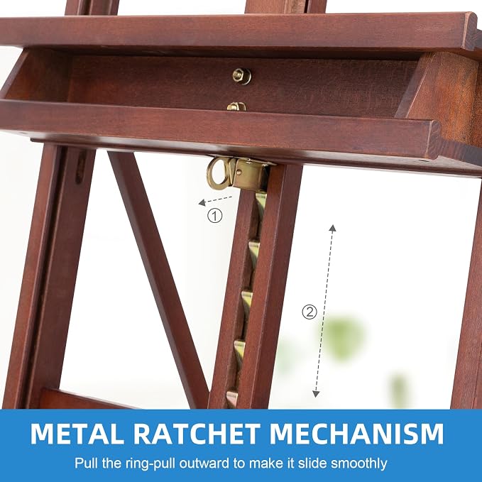 Falling in Art Large H-Frame Studio Artist Easel, Holds up to 51'', Brown