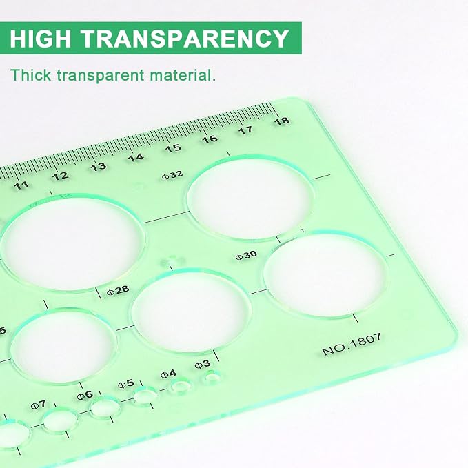 Tamaki Circle Template, Geometric Drawings Stencils, 2 Pack | Scale Drafting Digital Drawing Set for Office and School, Building Formwork Drawings Templates