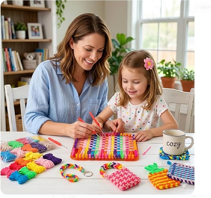 Upgraded Frame Weaving Loom Kit for Kids, Beginner Crochet Kit (224 Loops)