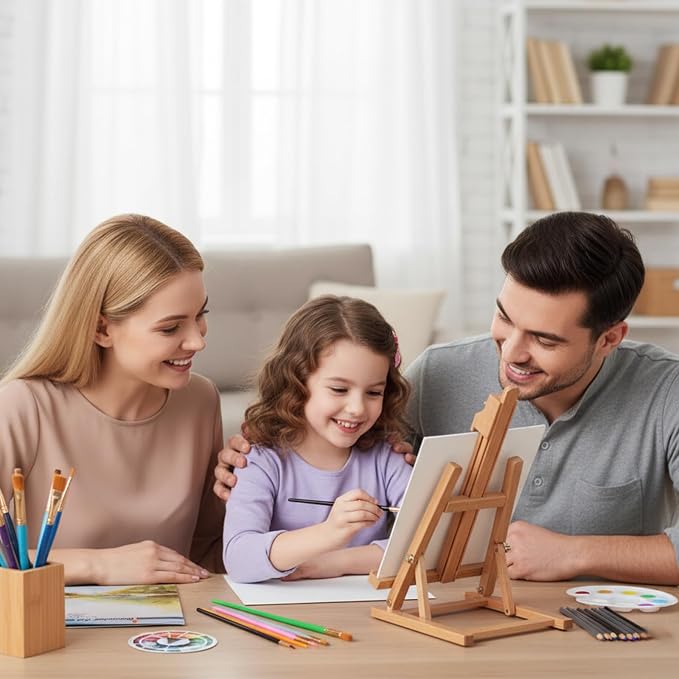 Falling in Art 46 Pcs Kids Acrylic Painting Set with Table Easel, Purple | Art Painting Kit with Paints, Canvas, Paintbrushes, Canvas Supplies Kit for Kids, Adults, Beginners, and Artists