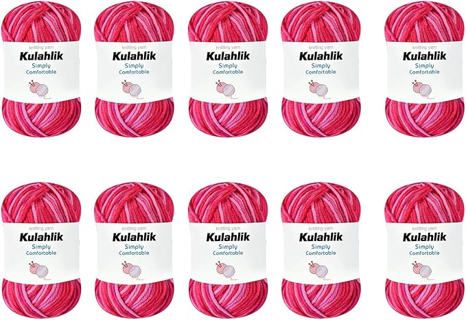 500g(10x50g) Acrylic Yarn for Crocheting and Knitting, Colorful Gradient Yarn Thread, 10 Rolls Skeins, Multicolor Hilo Acrílico, Perfect for DIY Crafts Project
