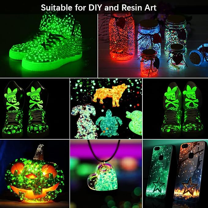 3 Box Glow in The Dark Crushed Glass Craft Glitter Fine for Resin Art, Small Broken Glass Pieces Irregular Metallic Crystal Chips Chunky Flakes for DIY Epoxy Jewelry Making Decoration（Total 150g）