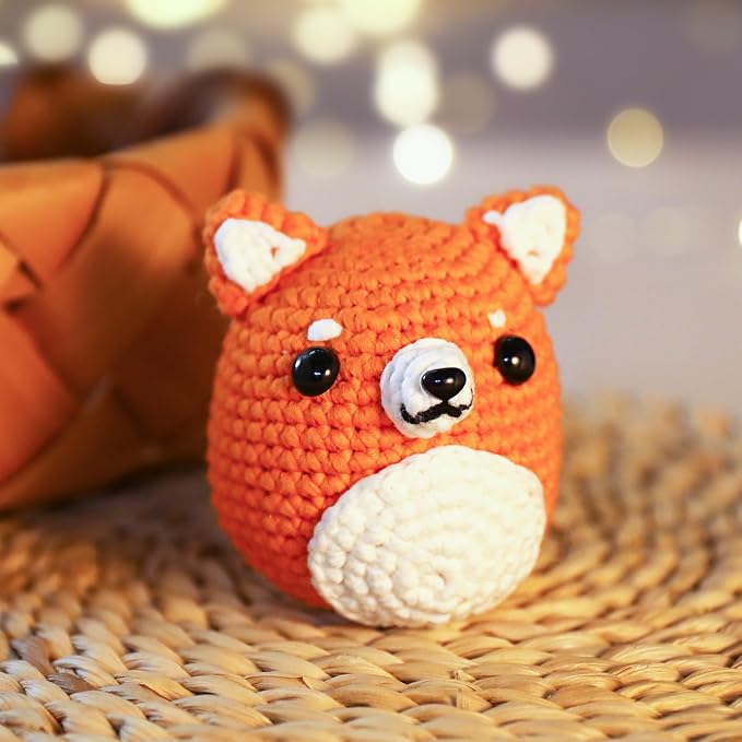 Crochet Kit for Beginners: Shiba Inu Crochet Kit, All You Need in, Include Easy Knitting Soft Yarn, Step-by-Step Video, Hook, Birthday Gift for Adults, Teens