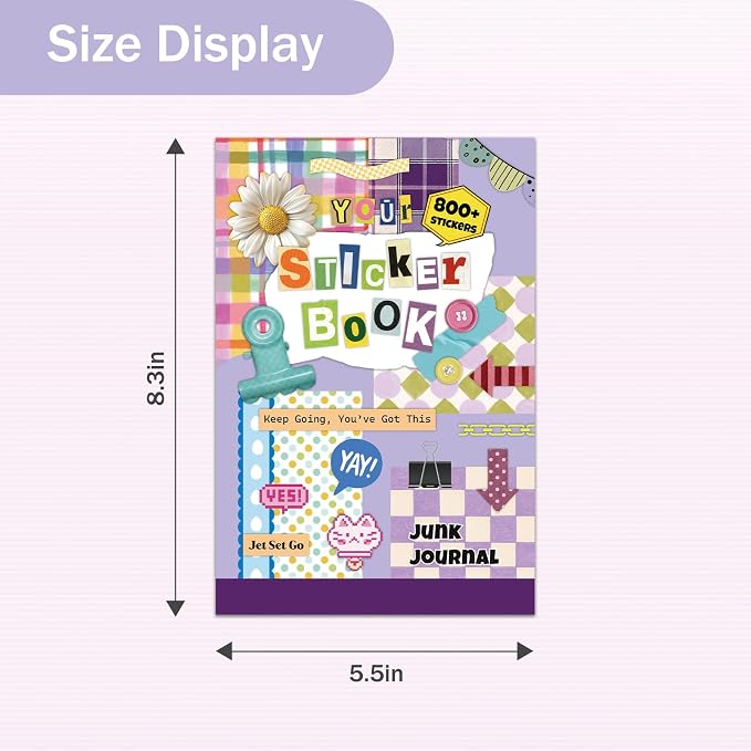PRSTINCOL Vintage Sticker Book 42 Pages 800 Plus Stickers Mixed Designs